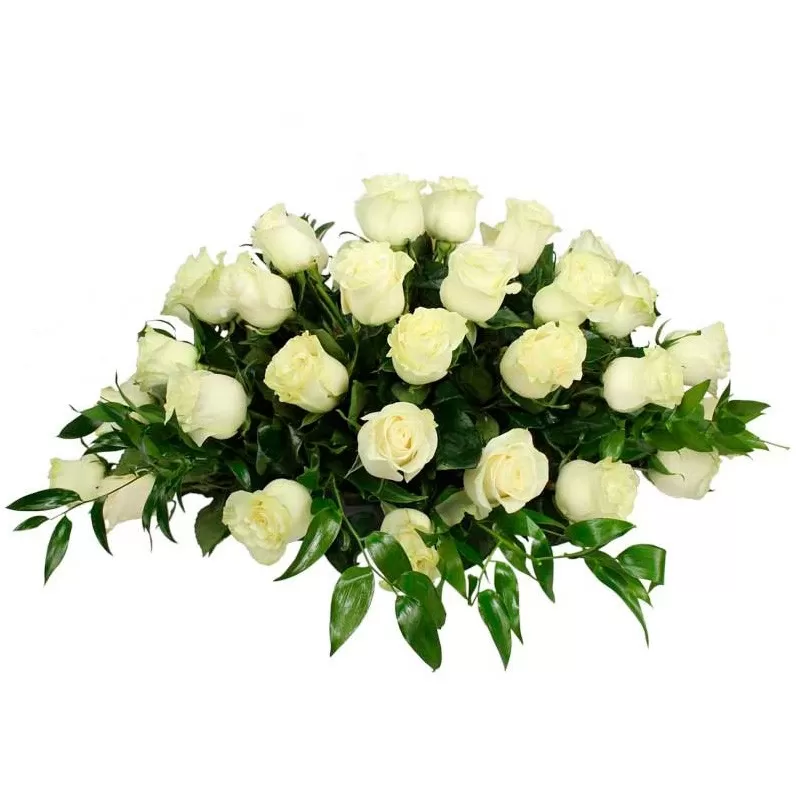 Ovalo de Condolencias con 40 Rosas Blancas