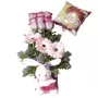 Canastillo Nacimiento 9 Rosas y Flores tonos Rosados con peluche y Globo