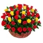 Canastillo redondo con 40 Rosas Rojas y Amarillas