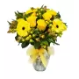Florero con 12 rosas amarillas mas flores mix