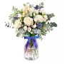 Florero Rustico con flores blancas Eucalipto 6 rosas astromelias y flores silvestres Condición: Nuevo