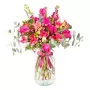 Florero Rústico con Flores mix Rosadas Eucalipto 6 rosas Astromelias Limonios y Flores Silvestres