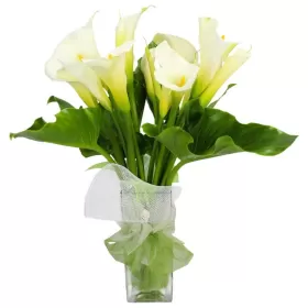 Florero con 10 Calas Blancas y flores mix