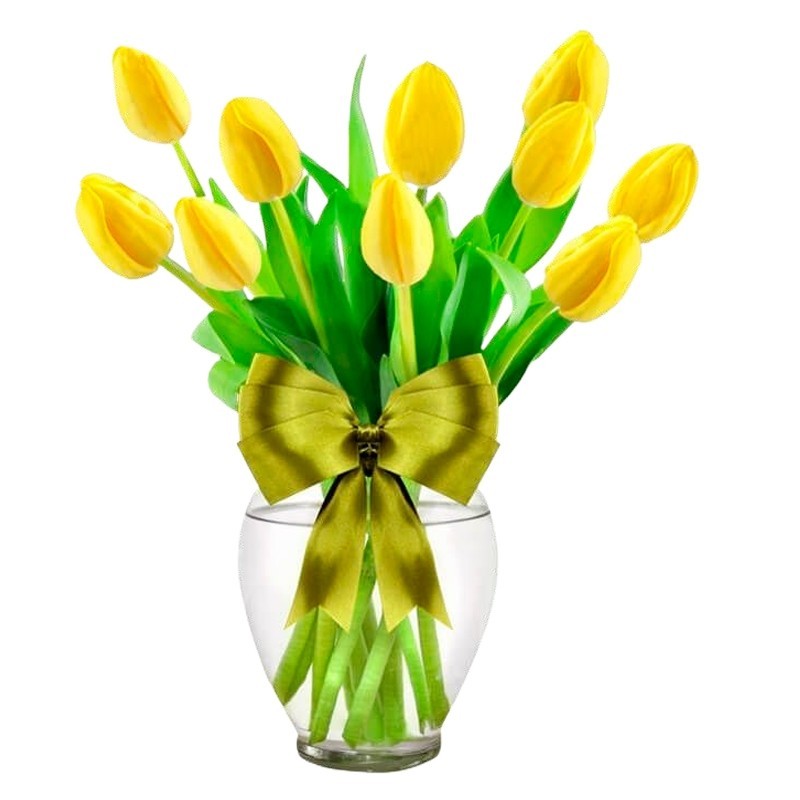 Florero de 10 Tulipanes Amarillos