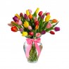 Florero Con 30 Tulipanes Mix Colores