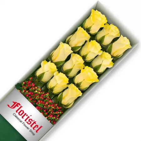 Caja de12 Rosas Amarillas