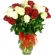 Florero con 50 Rosas Rojas y Blancas Importadas.