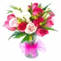 Florero de 12 Rosas Color Mix Fucsia y Rosado
