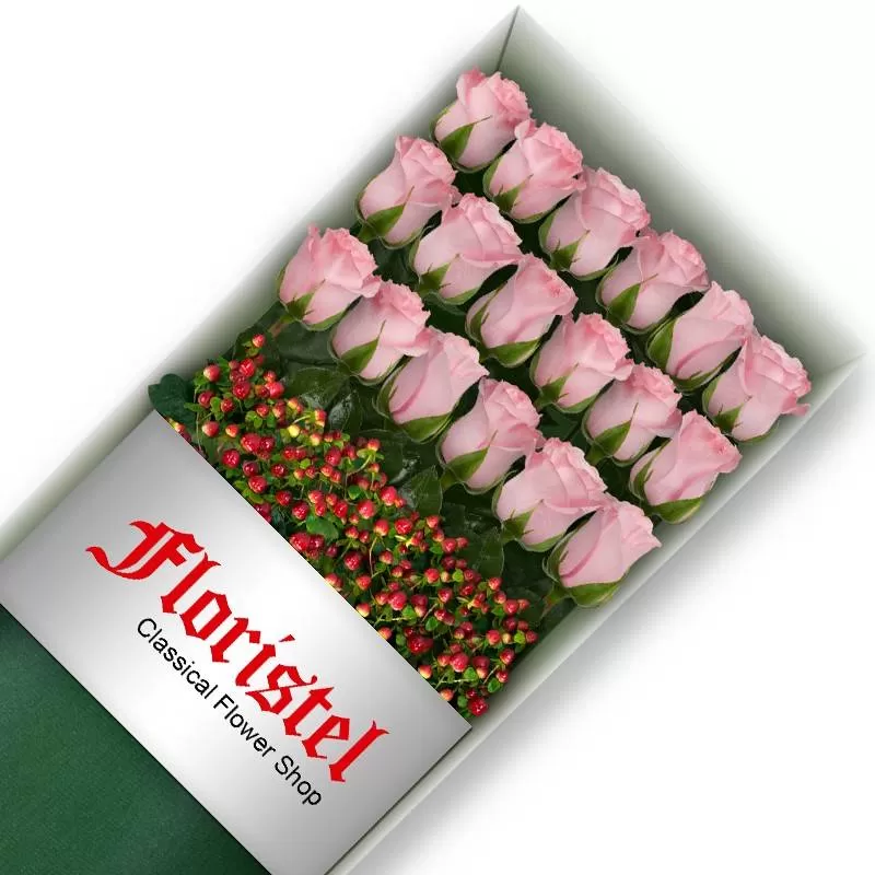 Caja de 18 Rosas Rosadas