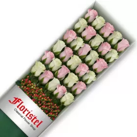 Cajas de 30 Rosas MIx Blancas y Rosadas