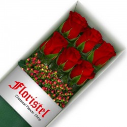 Caja de 6 Rosas Rojas