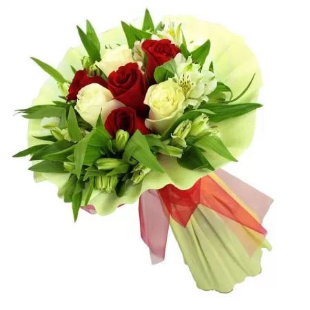 Ramos de 8 rosas Blancas y Rojas