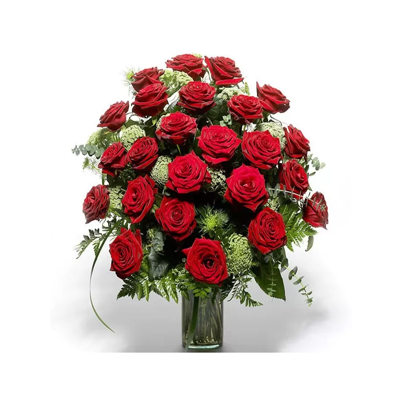FLORERO DE 25 ROSAS ROJAS