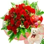 RAMO DE 24 ROSAS ROJAS MÁS GLOBO DÍA DE LA MADRE Y PELUCHE
