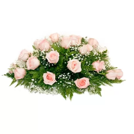 Ovalo de Condolencias con 25 Rosas Rosadas