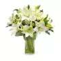 Florero para Condolencias Liliums y Flores Blancas